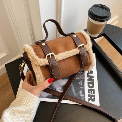 China High-grade lady bag 2020 autumn/winter new fashion new fashion one-shoulder cross-body lady bag matte bag retro postman wool for sale