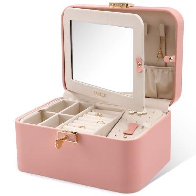 China Morden Large Capacity Jewelry Wholesale Storage Box Luxury Pink Jewelry Box for sale