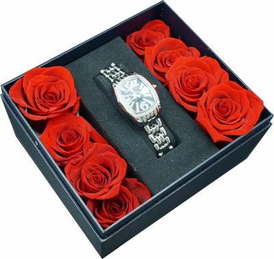 China GVP Handmade High End Watch Box With Preserved Fresh Flower As A Gift Box For Men And Women for sale