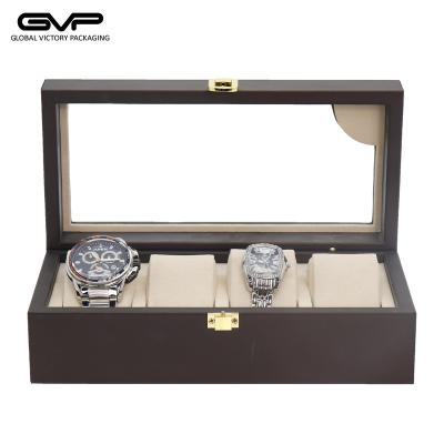 China Luxury Wooden Watch Box High Grade Long 4 Slots Watch Packaging Box With Acrylic Window High Gloss Lacquer Wooden Watches Show Watch Cases for sale