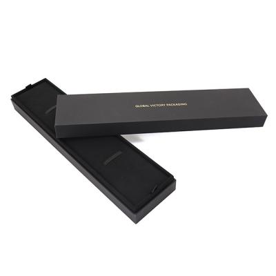 China Handmade Custom Logo Black Paper Cardboard Watch Package Box Travel Case for sale