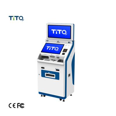 China Capacitive Touch Screen Double Screen Atm Machine With Card Reader Qr Code Scanner Self Service Kiosk For Government for sale