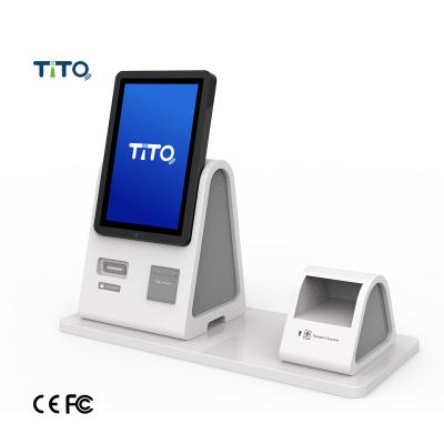 Cina Self-service Touchscreen Passport Scanner Self Hotel Check In Kiosk With Card Dispenser in vendita