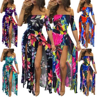 China ZHANBO S-5XL Viable Large Size Digital Printing Dress One-piece Split Seaside for sale