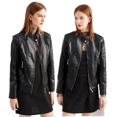 China ZHANBO spring and autumn plus size leather jacket women's coats for women's comic fashion ladies collar leather jackets for sale