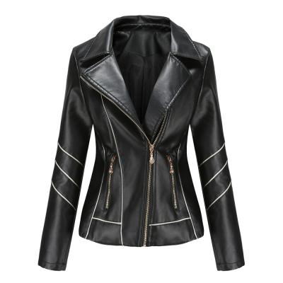 China 2021 Autumn New Arrival Custom Outdoor Breathable Winter Jackets Female Motorcycle Women PU Black Leather Jackets for sale