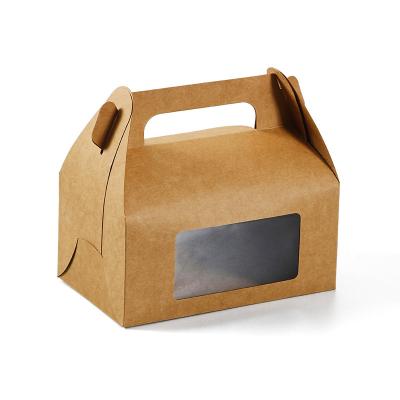 China High Quality Environmentally Friendly Materials Cake Recycled Disposable Bread Takeout Packaging Box With Window Portable Kraft Paper Box for sale