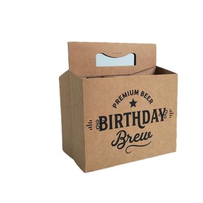 China Recycled Materials Customized Corrugated Packaging Tote Box Wine Bottle Packaging Box Beer Takeout Beverage Box for sale