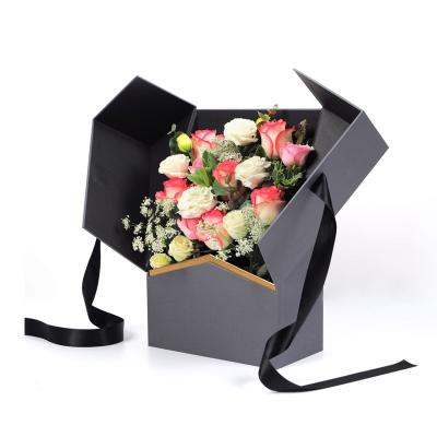 China Luxury Recycled Materials Double Door Design Valentine's Day Flower Gift Box Gift Packaging Box for sale