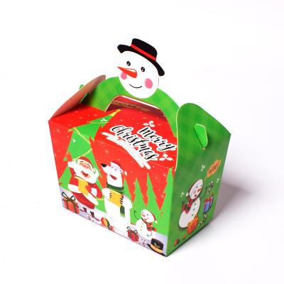 China Recyclable Christmas Treat Box Christmas Cookie Boxes With Handle Paper Candy Boxes For Gift Giving Packaging for sale