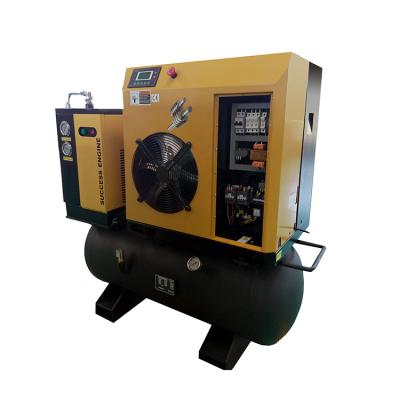 China Lubricated 4~11kw Integrated Small Electric Screw Air Compressor With Tank And Dryer for sale