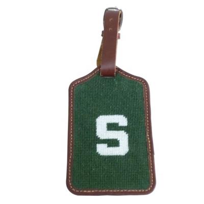 China Custom Needlepoint Leather Monogram Luggage Tag for sale