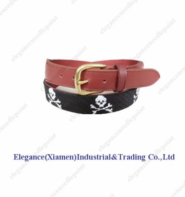 China Custom Cowhide Skull Needlepoint Genuine Leather Belt for sale