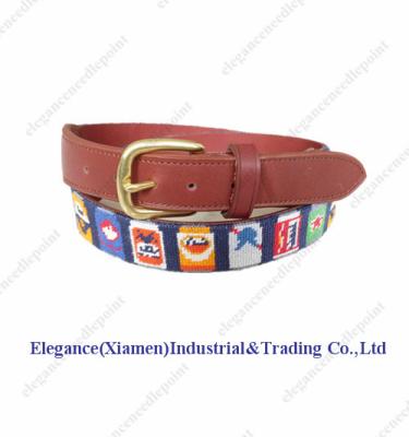 China 100% Cowhide Hand Stitched Needlepoint Belt with Genuine Cowhide Leather for sale