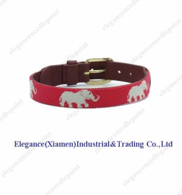 China Custom Cowhide Needlepoint Belt with Solid Brass Buckle for Kids for sale