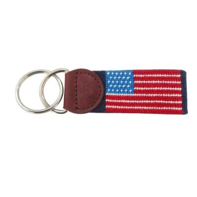 China Cotton& Custom Leather Needlepoint American Flag Leather Main Gusset for sale