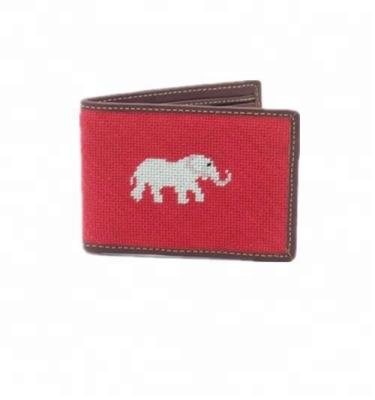 China Full Handmade Red Needlepoint Bi-fold Bi-fold Handmade Custom Hot Selling Wallets for sale