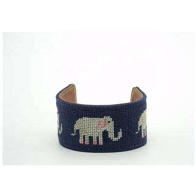 China Elephant Needlepoint Navy Blue Bangle Animal Handmade Bracelet for sale