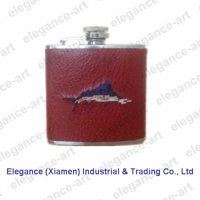 China New Leather Wrapped Stainless Steel 5oz Wine Hip Flask With Cheaper Price for sale