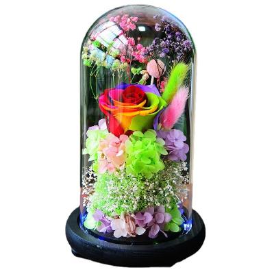 China Wholesale Glass Rose In Forever Rose Flower In Glass Dome Preserved Eternal Everlasting Rose Gift For Christmas for sale