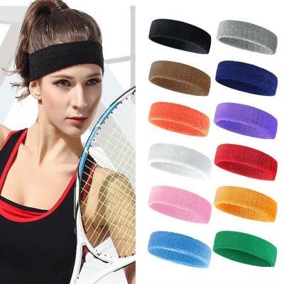 China Breathable Adjustable Elasticity Women/Men Cotton Headband Yoga Gym Stretch Head Band For Sport Elasticity Sweat Bands Sports Safety for sale