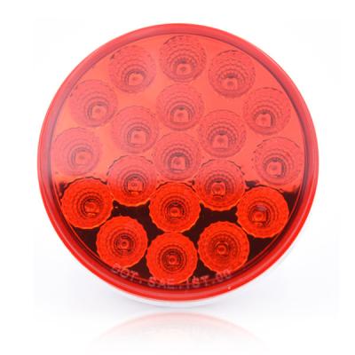 China Hot Selling Kenworth Red Truck Parts 4 Inch Round Marker Stop Side Turn PC Lens Led Tail Lights for sale