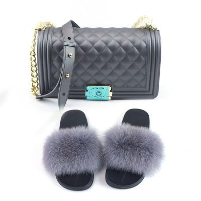 China High Quality Wholesale Fashion Woman Plush Slippers Handbag Set High Quality for sale