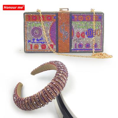 China Bling Fashion Rhinestone Headband Bag Evening Purse Dollar Money Purse Women Purses and Purses Clutch Purses for sale