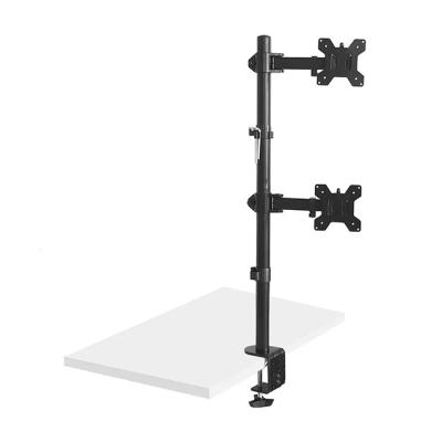 China Steel 17-32 inch LCD Screen 360 Rotation +- 45 Tilt Height Adjustable 9KGS Per Arm Clamp monitor arm desk mount dual monitor stand for sale