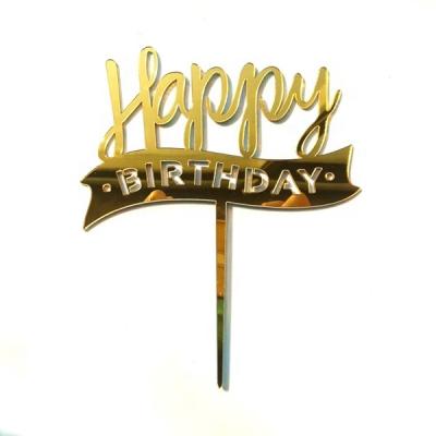 China 2021 Trendy Hot Sale Wholesale Acrylic Cake Topper Letters Gold Fashion Happy Birthday Decoration for sale