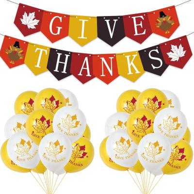 China Harvest Festival Thanksgiving Party Decoration Maple Leaf Balloon Printed Set Give Thanks Banner Set Harvest Festival Decorations for sale