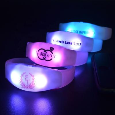 China Party Supplies Led Wristband 2021 New Instrument Flashing Light Event And Party Supplies Sound Activated LED Wristband for sale