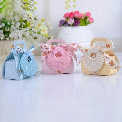 China Party Suppies New Design Cute Handbag Shaped Baby Shower Party Paper Candy Boxes Baby Birthday Party Gift Packaging Favor Box for sale