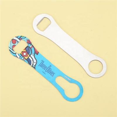 China Promotion Gift Customized Viable Flat Metal Beer Bottle Opener Steel Bar Blade Stainless Steel Bar Bottle Opener for sale