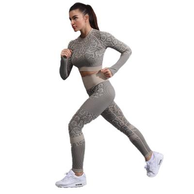 China Breathable 2 PCS Women Yoga Set Seamless Sportswear Set Sport Gym Suit Female Wear Suit Workout Fitness Yoga Set for sale