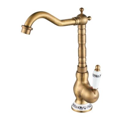 China Modern Antique Brass Basin Faucet Bathroom Counter Basin Mixer Tap Kitchen Sink Faucet Brush Bronze Finish Faucet for sale