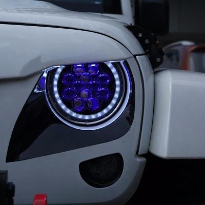 China Auto Accessories Wholesale 7 Inch Round Led Headlight Dual Color Hells Angels Led Lights For Cars Outer Diameter 7inch for sale