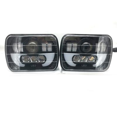 China 5X7 black aluminum led headlight drl angel eyes and square position light headlights for jeep xj cherokee wrangler YJ for sale