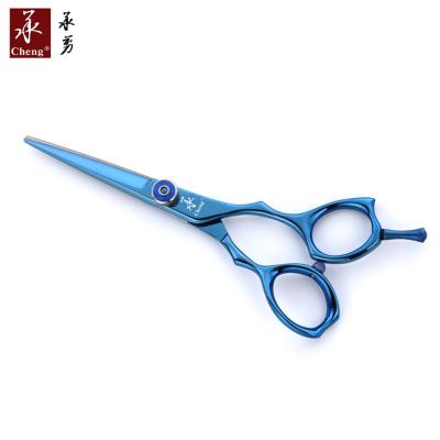 China Cutting Scissors SS-55BL Blue Titanium Coated Hairdresser Titan Color Scissors for sale