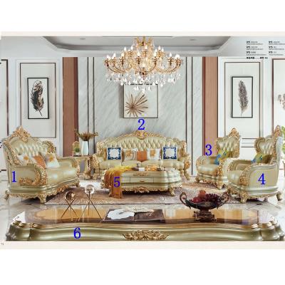 China Other Home Luxury Furniture Leather Upholstered Antique Living Room Sofa Set 7 Seater for sale