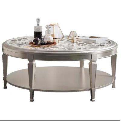 China Gray Glass Drum (Height) Coffee Table Adjustable Round Wood Living Room Industrial Coffee Table for sale