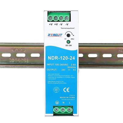 China Industrial Low Power Consumption ZTAOJT NDR-120-24 DIN Rail 120W 5A 120VAC To Switch 24VDC Power Supply for sale