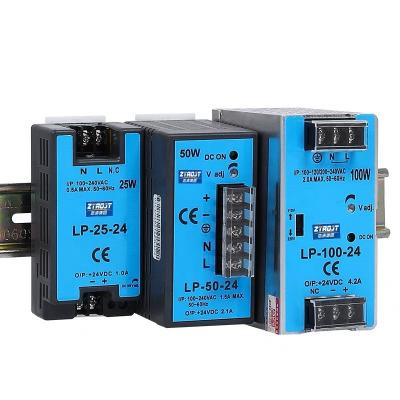 China LP Series Low Power Consumption 25w 50w 100w 4.2A DC 5V 12V 24V Din Rail Power Supply Changing Power Supply for sale