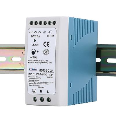 China CCTV Camera DC Output 60w 5v 10A 12v 5A 24v 2.5A Mdr6024 24 Volt Din Rail Changing Power Supply For Led Strip Lights for sale