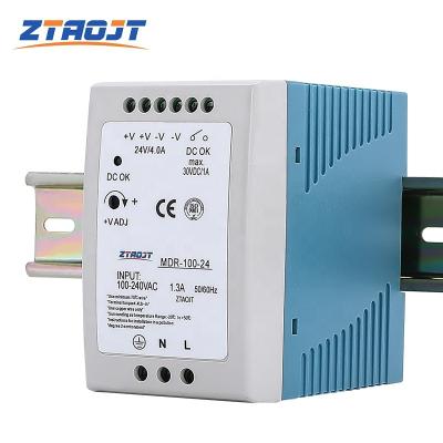 China Low Power Consumption Factory Price Din 100W Rail Power Supply MDR-100-24 24V 4A Industrial Changing Power Supply for sale