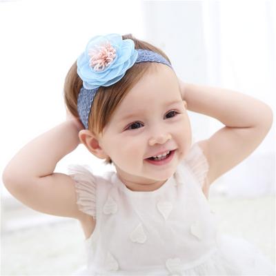 China European and American Style Nylon Baby Girl Headband with Flowers Baby Princess Christmas Print Ribbon Bow Stretch Headband Hair Accessories for sale