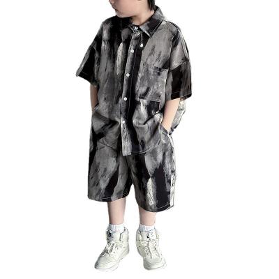 China Anti-Shrink Summer New Big Boy's Short-sleeved Shirt Shorts Set Children's Wear Boy's T-shirt Two-piece Set Fashionable Thin Personality for sale