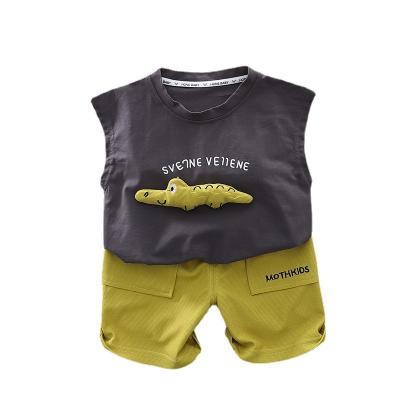 China Anti-Shrink Foreign Trade Children's Clothing Children's Vest Set 2023 New Baby Summer Clothes Boys Sleeveless Summer Two-piece Fashionable for sale