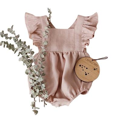 China Lovely High Quality Wholesale Custom Cute Soft Toddler Clothes Baby Girl Sleeveless Cotton Summer Kids Romper for sale