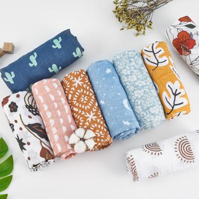 China Wearable Wholesale Comfortable Baby Muslin Swaddle 100 % Organic Cotton Muslin Blanket Wrap for sale